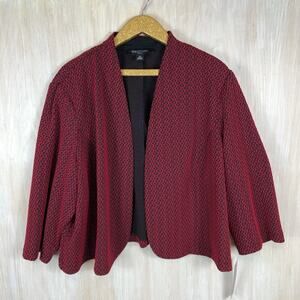 NWT Perceptions Red Cozy Knit Open Front Textured Layer Cardigan Sweater Plus 3X
